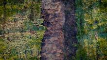 Aerial view of a filled ditch using local material